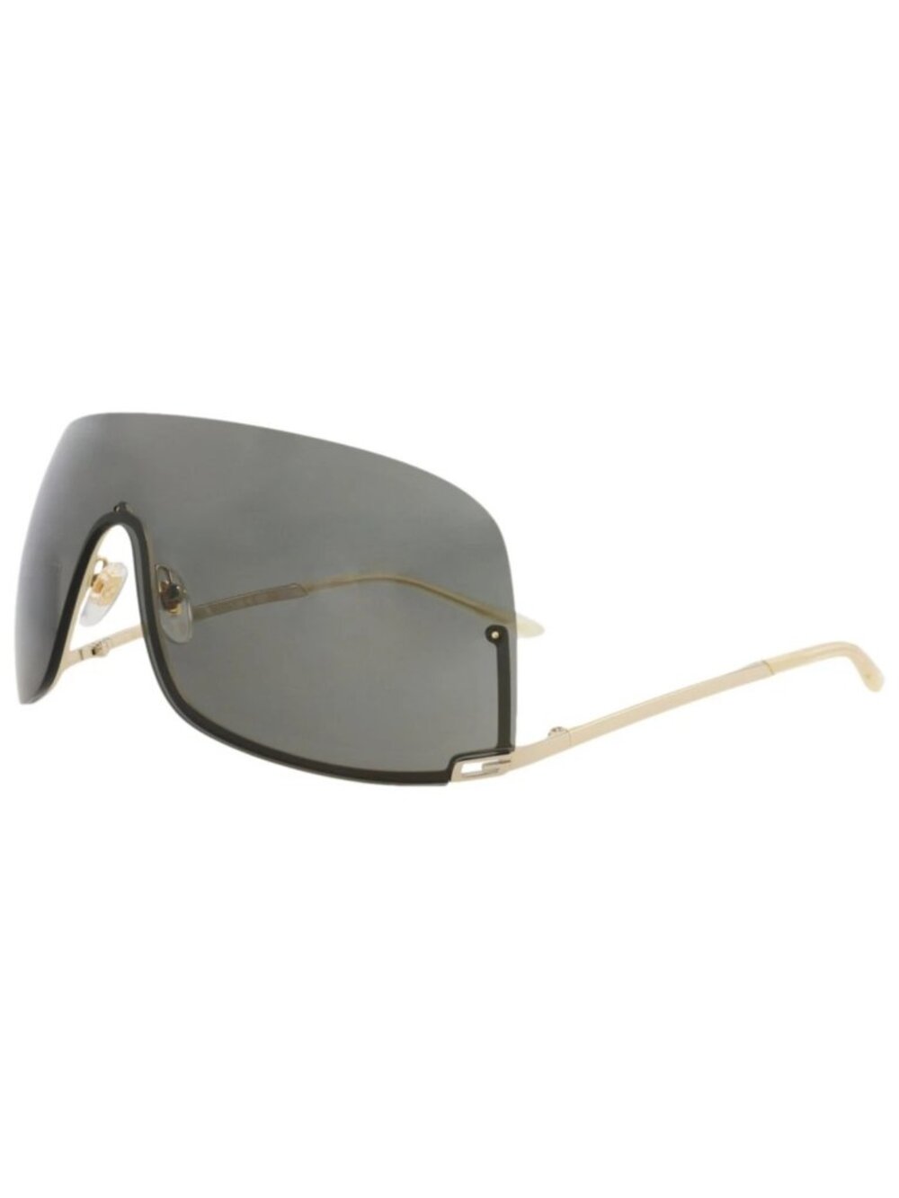 New Gucci Women's Sunglasses Shield Wrap Metal Frame Unisex Gold Gold Grey